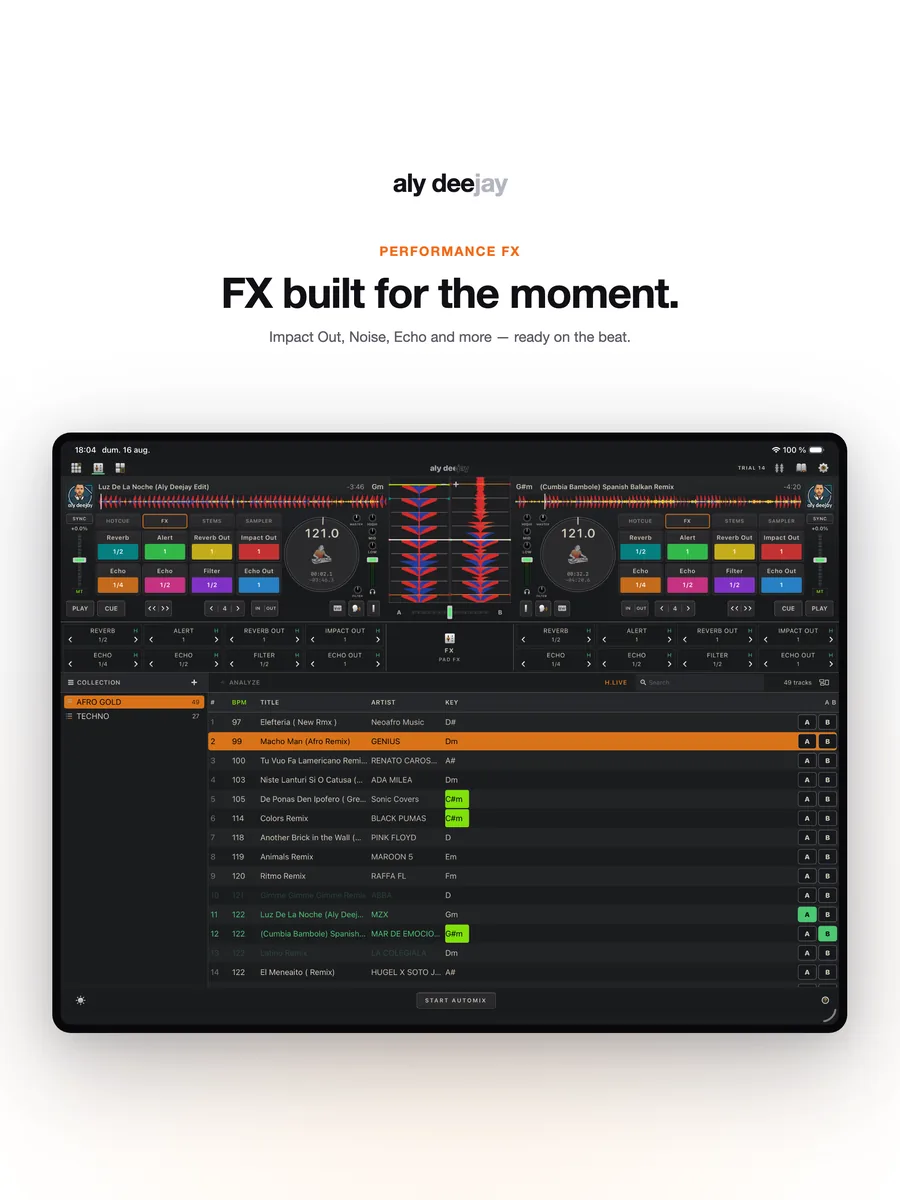 AlyDeejay performance effects on iPad