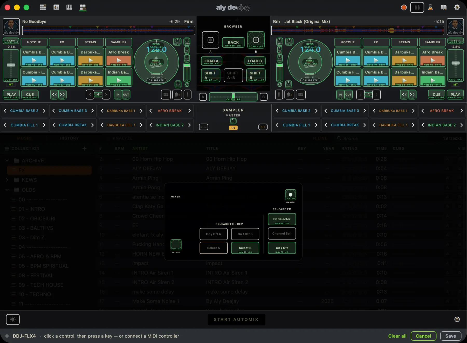 AlyDeejay MIDI controller mappings on Mac